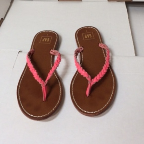 GAP Shoes - Gap Braided Leather Neon Coral Sandals 9🦋